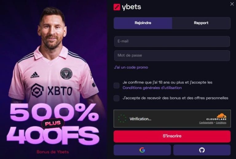 Ybets Casino inscription