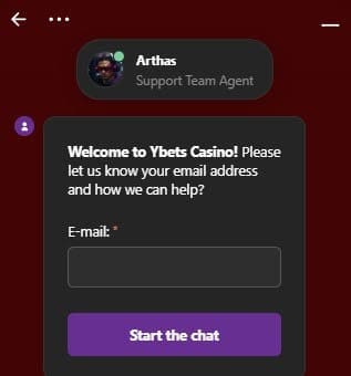 Ybets Casino support client